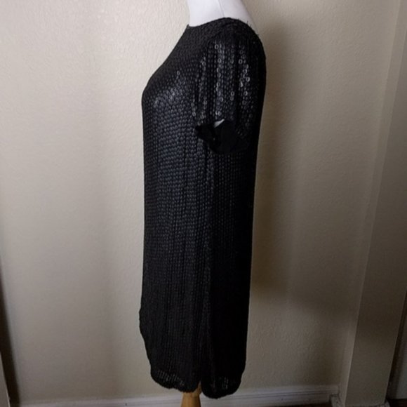 Maison La Vie Black  Beaded Shift Black Dress SZM - Picture 5 of 6